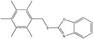 2-[(2,3,4,5,6-pentamethylbenzyl)thio]-1,3-benzoxazole Struktur