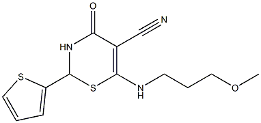 6-[(3-methoxypropyl)amino]-4-oxo-2-(2-thienyl)-3,4-dihydro-2H-1,3-thiazine-5-carbonitrile Struktur