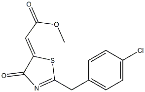 methyl 2-[2-(4-chlorobenzyl)-4-oxo-4,5-dihydro-1,3-thiazol-5-yliden]acetate Struktur