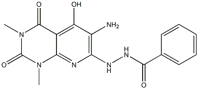 N'-(6-amino-5-hydroxy-1,3-dimethyl-2,4-dioxo-1,2,3,4-tetrahydropyrido[2,3-d]pyrimidin-7-yl)benzenecarbohydrazide Struktur