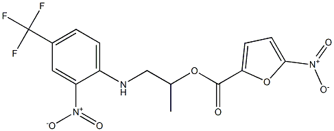 1-methyl-2-[2-nitro-4-(trifluoromethyl)anilino]ethyl 5-nitro-2-furoate Struktur