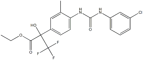 ethyl 2-(4-{[(3-chloroanilino)carbonyl]amino}-3-methylphenyl)-3,3,3-trifluoro-2-hydroxypropanoate Struktur