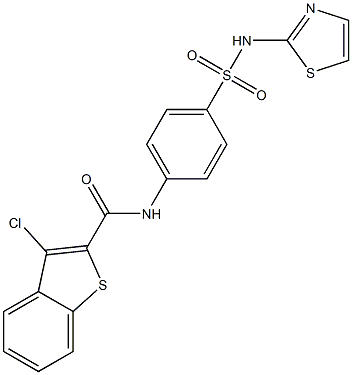 N2-{4-[(1,3-thiazol-2-ylamino)sulfonyl]phenyl}-3-chlorobenzo[b]thiophene-2-carboxamide Struktur