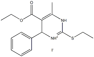 5-(ethoxycarbonyl)-2-(ethylthio)-6-methyl-4-phenyl-1,4-dihydropyrimidin-3-ium iodide Struktur