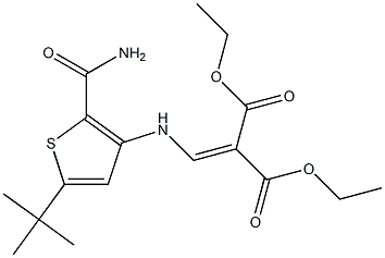 diethyl 2-({[2-(aminocarbonyl)-5-(tert-butyl)-3-thienyl]amino}methylidene)malonate Struktur