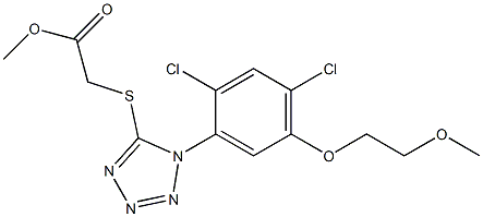 methyl 2-({1-[2,4-dichloro-5-(2-methoxyethoxy)phenyl]-1H-1,2,3,4-tetraazol-5-yl}sulfanyl)acetate Struktur