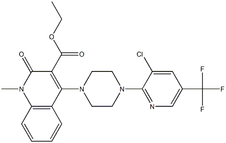 ethyl 4-{4-[3-chloro-5-(trifluoromethyl)-2-pyridinyl]piperazino}-1-methyl-2-oxo-1,2-dihydro-3-quinolinecarboxylate Struktur