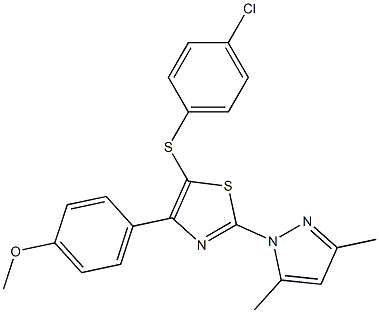 4-[5-[(4-chlorophenyl)sulfanyl]-2-(3,5-dimethyl-1H-pyrazol-1-yl)-1,3-thiazol-4-yl]phenyl methyl ether Struktur