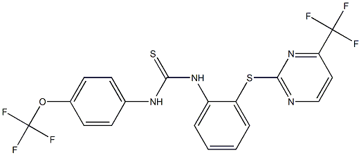 N-[4-(trifluoromethoxy)phenyl]-N'-(2-{[4-(trifluoromethyl)pyrimidin-2-yl]th io}phenyl)thiourea Struktur