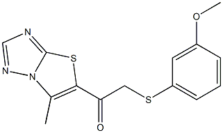 2-[(3-methoxyphenyl)sulfanyl]-1-(6-methyl[1,3]thiazolo[3,2-b][1,2,4]triazol-5-yl)-1-ethanone Struktur