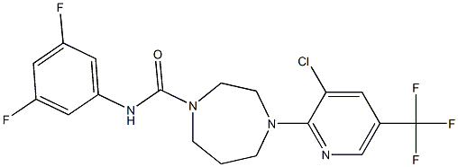 N1-(3,5-difluorophenyl)-4-[3-chloro-5-(trifluoromethyl)-2-pyridyl]-1,4-diazepane-1-carboxamide Struktur