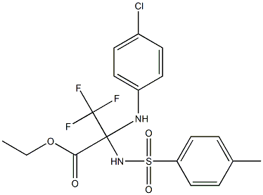 ethyl 2-(4-chloroanilino)-3,3,3-trifluoro-2-{[(4-methylphenyl)sulfonyl]amino}propanoate Struktur