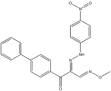 3-[1,1'-biphenyl]-4-yl-2-[(E)-2-(4-nitrophenyl)hydrazono]-3-oxopropanal O-methyloxime Struktur