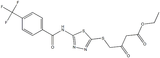 ethyl 3-oxo-4-[(5-{[4-(trifluoromethyl)benzoyl]amino}-1,3,4-thiadiazol-2-yl)thio]butanoate Struktur