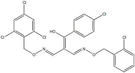 2-[(4-chlorophenyl)(hydroxy)methylene]malonaldehyde 1-[O-(2-chlorobenzyl)oxime] 3-[O-(2,4,6-trichlorobenzyl)oxime] Struktur