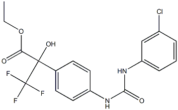 ethyl 2-(4-{[(3-chloroanilino)carbonyl]amino}phenyl)-3,3,3-trifluoro-2-hydroxypropanoate Struktur