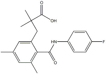 3-{2-[(4-fluoroanilino)carbonyl]-3,5-dimethylphenyl}-2,2-dimethylpropanoic acid Struktur