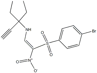 N-{(Z)-2-[(4-bromophenyl)sulfonyl]-2-nitroethenyl}-3-ethyl-1-pentyn-3-amine Struktur