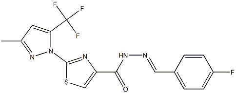 N'-[(E)-(4-fluorophenyl)methylidene]-2-[3-methyl-5-(trifluoromethyl)-1H-pyrazol-1-yl]-1,3-thiazole-4-carbohydrazide Struktur