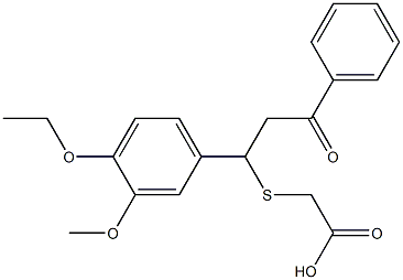 2-{[1-(4-ethoxy-3-methoxyphenyl)-3-oxo-3-phenylpropyl]thio}acetic acid Struktur