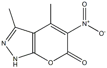 3,4-dimethyl-5-nitro-1,6-dihydropyrano[2,3-c]pyrazol-6-one Struktur