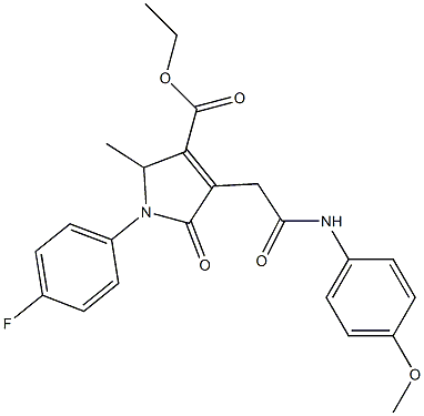 ethyl 1-(4-fluorophenyl)-4-[2-(4-methoxyanilino)-2-oxoethyl]-2-methyl-5-oxo-2,5-dihydro-1H-pyrrole-3-carboxylate Struktur