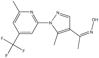 1-{5-methyl-1-[6-methyl-4-(trifluoromethyl)-2-pyridyl]-1H-pyrazol-4-yl}ethan-1-one oxime Struktur