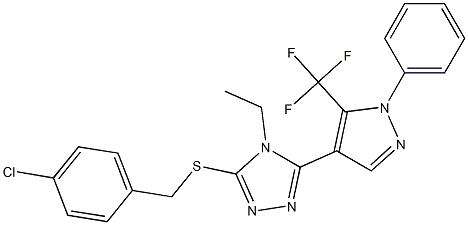 4-chlorobenzyl 4-ethyl-5-[1-phenyl-5-(trifluoromethyl)-1H-pyrazol-4-yl]-4H-1,2,4-triazol-3-yl sulfide Struktur