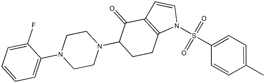 5-[4-(2-fluorophenyl)piperazino]-1-[(4-methylphenyl)sulfonyl]-1,5,6,7-tetrahydro-4H-indol-4-one Struktur