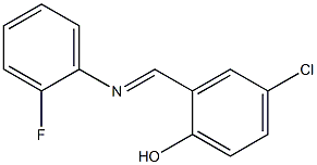 4-chloro-2-{[(2-fluorophenyl)imino]methyl}phenol Struktur