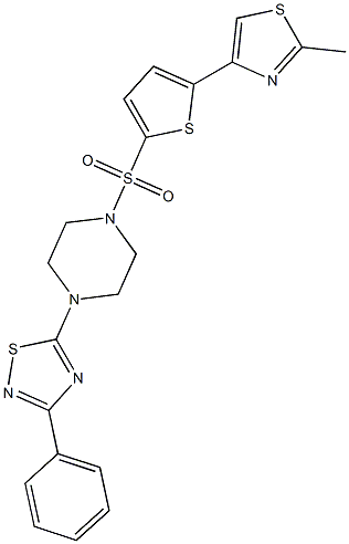 5-(4-{[5-(2-methyl-1,3-thiazol-4-yl)-2-thienyl]sulfonyl}piperazino)-3-phenyl-1,2,4-thiadiazole Struktur