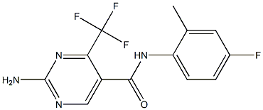 N5-(4-fluoro-2-methylphenyl)-2-amino-4-(trifluoromethyl)pyrimidine-5-carboxamide Struktur