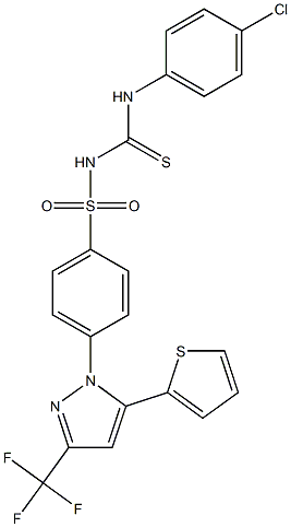 1-[4-({[(4-chloroanilino)carbothioyl]amino}sulfonyl)phenyl]-5-(2-thienyl)-3-(trifluoromethyl)-1H-pyrazole Struktur