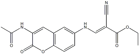 ethyl 3-{[3-(acetylamino)-2-oxo-2H-chromen-6-yl]amino}-2-cyanoacrylate Struktur