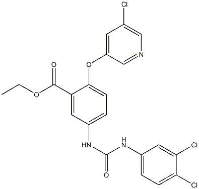 ethyl 2-[(5-chloro-3-pyridyl)oxy]-5-{[(3,4-dichloroanilino)carbonyl]amino}benzoate Struktur