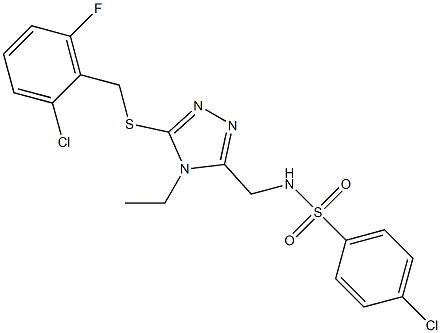 4-chloro-N-({5-[(2-chloro-6-fluorobenzyl)sulfanyl]-4-ethyl-4H-1,2,4-triazol-3-yl}methyl)benzenesulfonamide Struktur