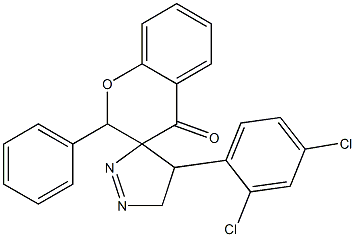 4',5'-dihydro-4'-(2,4-dichlorophenyl)-2-phenyl-spiro[2H-1-benzopyran-3(4H),3'-[3H]pyrazol]-4-one Struktur