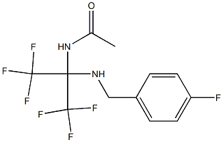 N1-[2,2,2-trifluoro-1-[(4-fluorobenzyl)amino]-1-(trifluoromethyl)ethyl]acetamide Struktur