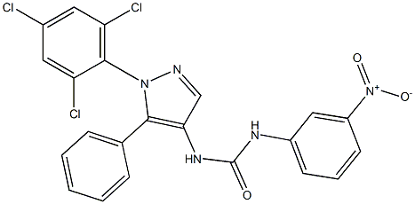 N-(3-nitrophenyl)-N'-[5-phenyl-1-(2,4,6-trichlorophenyl)-1H-pyrazol-4-yl]urea Struktur