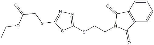 ethyl 2-[(5-{[2-(1,3-dioxo-1,3-dihydro-2H-isoindol-2-yl)ethyl]sulfanyl}-1,3,4-thiadiazol-2-yl)sulfanyl]acetate Struktur