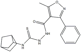 N1-bicyclo[2.2.1]hept-2-yl-2-[(5-methyl-3-phenylisoxazol-4-yl)carbonyl]hydrazine-1-carbothioamide Struktur