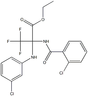 ethyl 2-(3-chloroanilino)-2-[(2-chlorobenzoyl)amino]-3,3,3-trifluoropropanoate Struktur