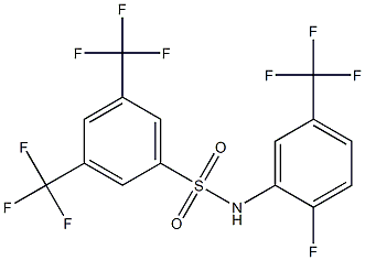 N1-[2-fluoro-5-(trifluoromethyl)phenyl]-3,5-di(trifluoromethyl)benzene-1-sulfonamide Struktur