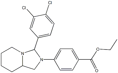 ethyl 4-[3-(3,4-dichlorophenyl)perhydroimidazo[1,5-a]pyridin-2-yl]benzoate Struktur