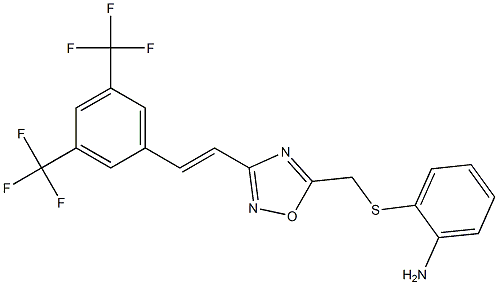 2-[({3-[3,5-di(trifluoromethyl)styryl]-1,2,4-oxadiazol-5-yl}methyl)thio]aniline Struktur