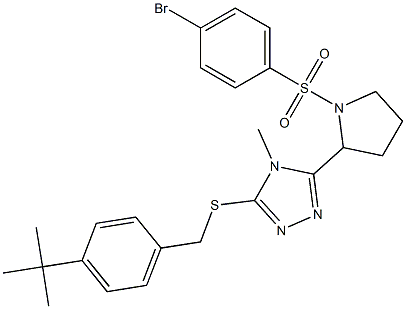 3-{1-[(4-bromophenyl)sulfonyl]-2-pyrrolidinyl}-5-{[4-(tert-butyl)benzyl]sulfanyl}-4-methyl-4H-1,2,4-triazole Struktur