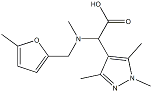 {methyl[(5-methyl-2-furyl)methyl]amino}(1,3,5-trimethyl-1H-pyrazol-4-yl)acetic acid Struktur