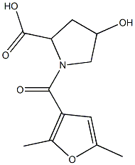 1-(2,5-dimethyl-3-furoyl)-4-hydroxypyrrolidine-2-carboxylic acid Struktur