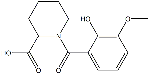 1-(2-hydroxy-3-methoxybenzoyl)piperidine-2-carboxylic acid Struktur