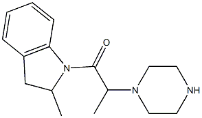 1-(2-methyl-2,3-dihydro-1H-indol-1-yl)-2-(piperazin-1-yl)propan-1-one Struktur